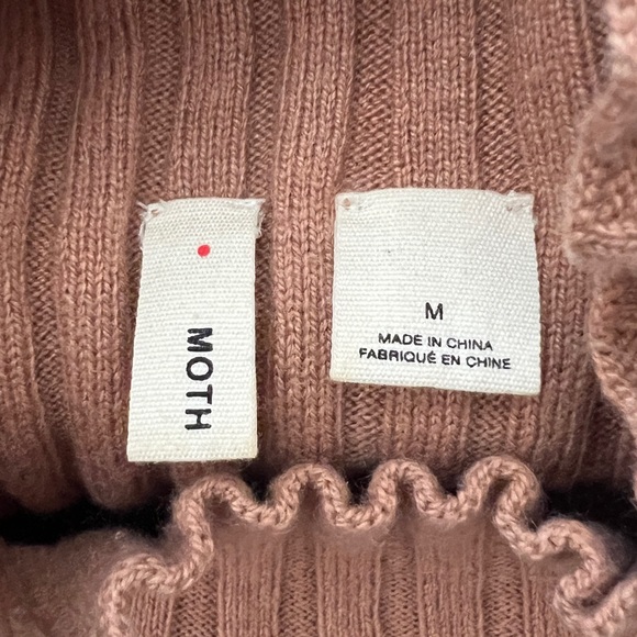 Anthropologie camel tan mock neck knit ribbed sleeveless blouse top tank Medium - Picture 11 of 11